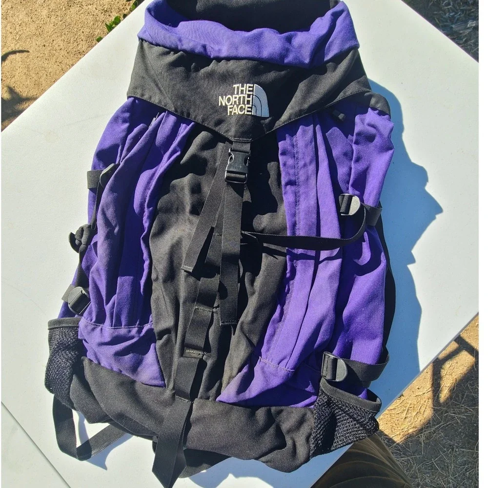 Vintage The North Face Purple Black Hiking Backpack Rucksack Gorpcore Daypack